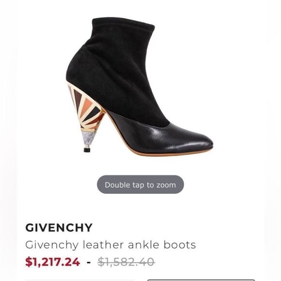 Givenchy Black  genuine leather Ankle Boots with Artistic Heel, US7 - Picture 10 of 10